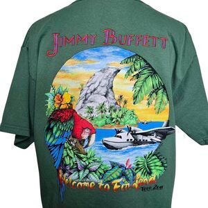 Jimmy Buffett Welcome To Fin Land Tour 2011 Parrot Sea Plane T-Shirt Green L